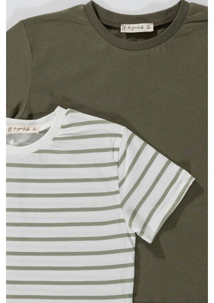 2'li Cizgili Yeşil Beyaz T-Shirt fiyatları