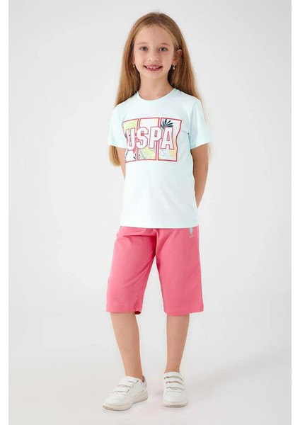 U.S. Polo Assn. U.s. Polo Assn 1412 Kız Çocuk Bermuda Pijama Takım Su Yeşili V2