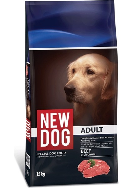 New Dog Sığır Etli Yetişkin Köpek Maması 15 Kg