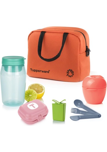 x Peppycooky Turuncu Set 3 Çantalı Yemek Taşıma ve Beslenme Seti