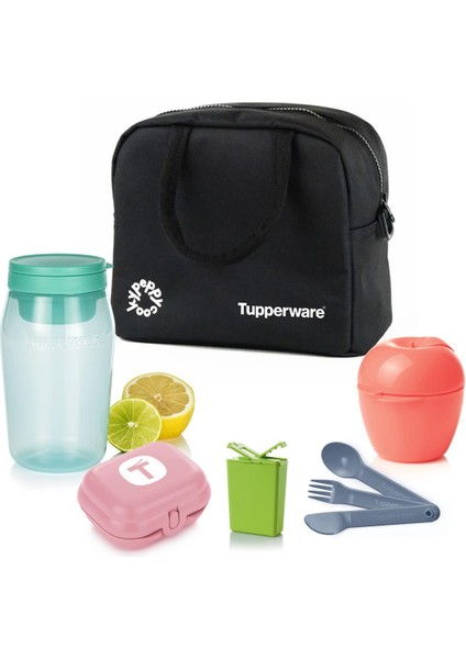 x Peppycooky Siyah Set 3 Çantalı Yemek Taşıma ve Beslenme Seti
