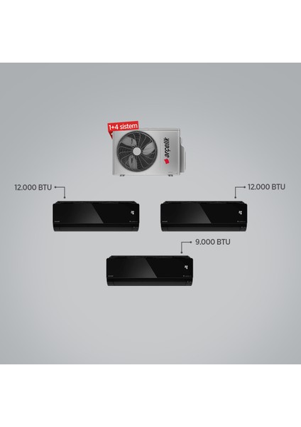 ZM24104 A++ 9+12+12 BTU Iç - 24000 BTU 1+4 Multi Inverter Klima