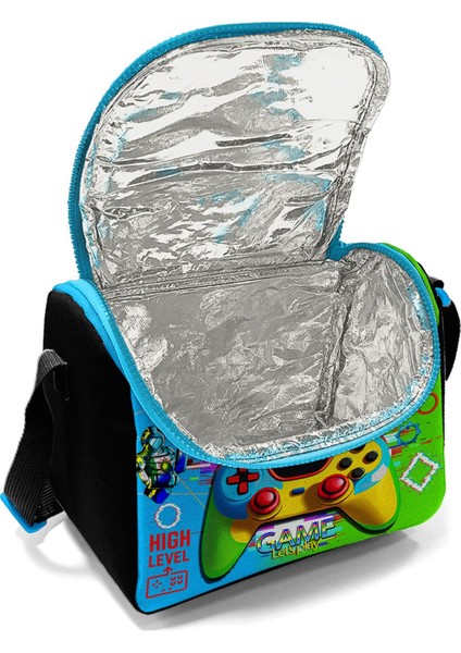 Siyah Fosforlu Yeşil Kulaklık Game Desenli Thermo Beslenme Çantası 11877 fırsatları