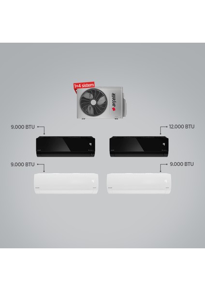 ZM24104 A++ 9+9+9+12 BTU Iç - 24000 BTU 1+4 Multi Inverter Klima