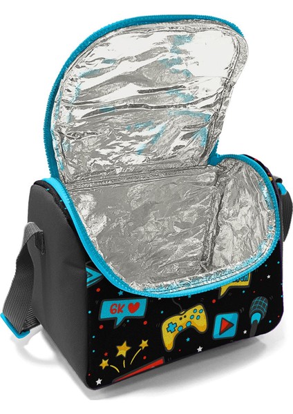 Kids Siyah Mavi Gamer Desenli Thermo Beslenme Çantası 11892 fırsatları