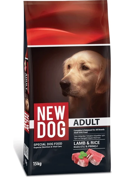 New Dog Kuzu Etli & Pirinçli Yetişkin Köpek Maması 15 kg