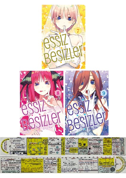 Eşsiz Beşizler 7. - 8. - 9. Ciltler 3'lü Manga Seti - Negi Haruba + Matematik Öğreten Cetvel