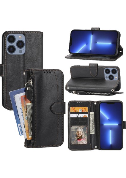 Iphone 13 Için Flip Case Pro Max Pu Deri Anti Scratch Kickstand Kapatma (Yurt Dışından)