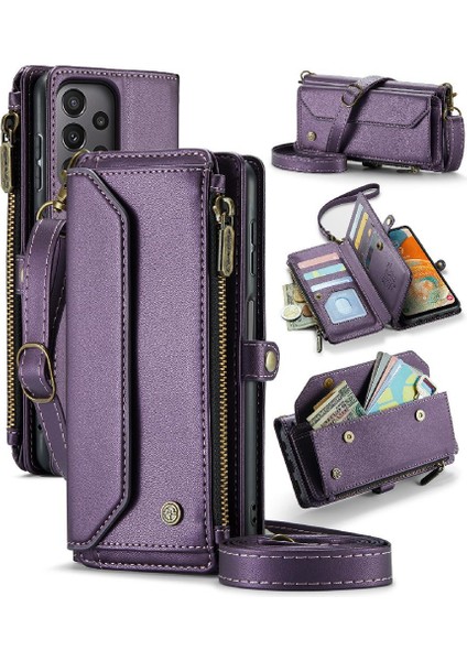 Samsung Galaxy A23 Için Crossbody Durumda 4g/5g Fermuar Faturaları Yuvası Cüzdan Kılıf (Yurt Dışından)