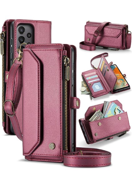 Samsung Galaxy A23 Için Crossbody Durumda 4g/5g Fermuar Faturaları Yuvası Cüzdan Kılıf (Yurt Dışından)