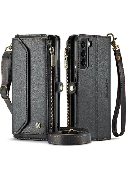 Samsung Galaxy S22 Fermuar Faturaları Yuvası Durumda Cüzdan Kartı Için Crossbody Durumda (Yurt Dışından)