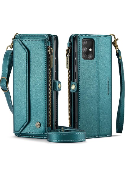 Samsung Galaxy A71 4g Için Crossbody Durumda Rfid Engelleme Durumda Cüzdan Cüzdan (Yurt Dışından)