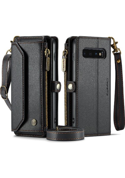 Samsung Galaxy S10 Kart Tutucu Fermuar Faturaları Yuvası Cüzdan Için Crossbody Durumda (Yurt Dışından)