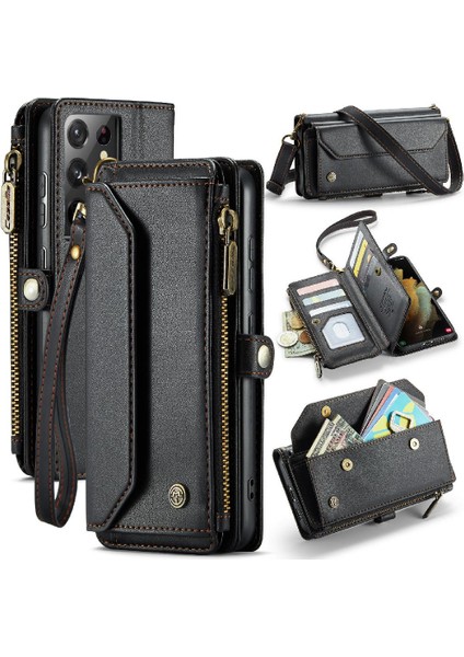 Samsung Galaxy S21 Için Crossbody Durumda Ultra Kılıf Cüzdan Fermuar Faturaları Yuvası (Yurt Dışından)