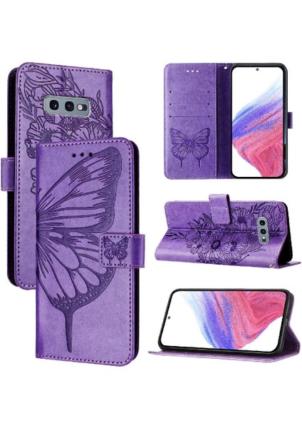 Samsung Galaxy S10E Flip Kapak Premium Deri Manyetik Kabartma (Yurt Dışından)