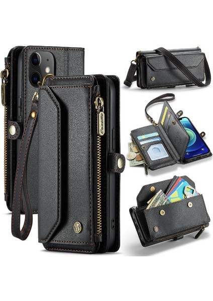 Iphone 12 Için Crossbody Durumda Mini Rfid Engelleme Durumda Cüzdan Cüzdan Durumda (Yurt Dışından)