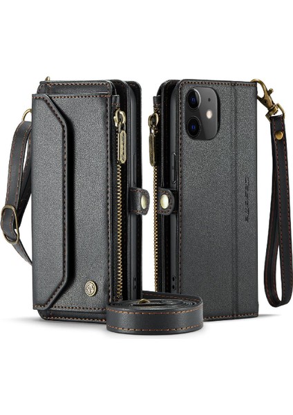 Iphone 12 Için Crossbody Durumda Mini Rfid Engelleme Durumda Cüzdan Cüzdan Durumda (Yurt Dışından)