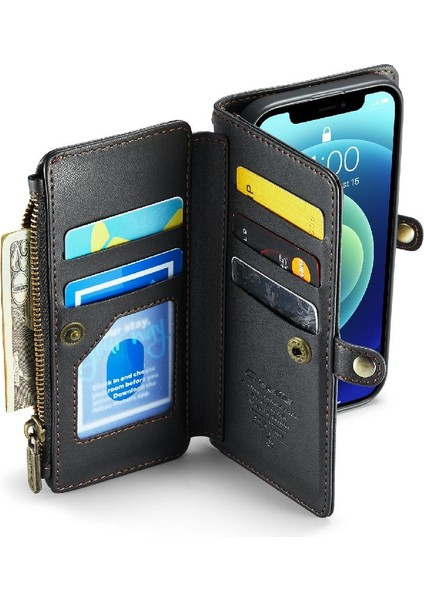 Iphone 12 Için Crossbody Durumda Mini Rfid Engelleme Durumda Cüzdan Cüzdan Durumda (Yurt Dışından)