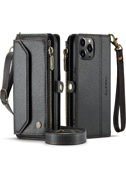 Iphone 12 /12 Pro Için Crossbody Durumda Rfid Engelleme Fermuar Faturaları Yuvası Kılıf (Yurt Dışından) fırsatları