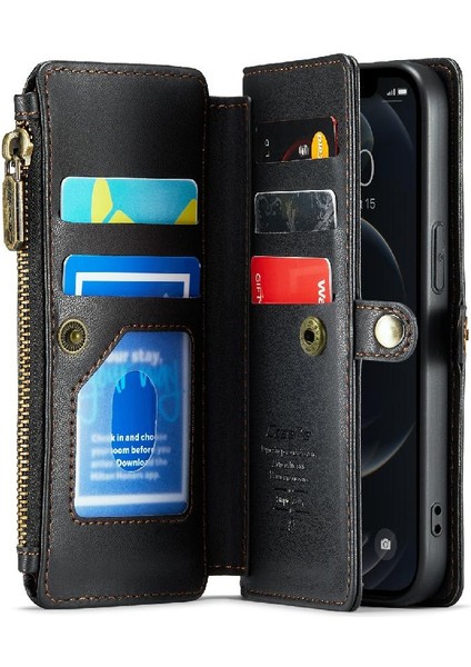 Iphone 12 /12 Pro Için Crossbody Durumda Rfid Engelleme Fermuar Faturaları Yuvası Kılıf (Yurt Dışından) indirimleri