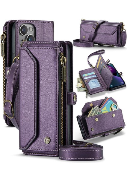 Kadınlar Için Crossbody Durumda iphone 14 Artı Cüzdan Durumda Cüzdan Fermuar (Yurt Dışından)