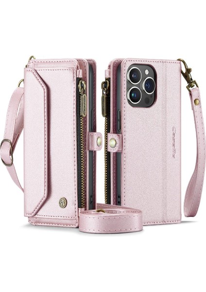 Iphone 14 Için Crossbody Durumda Pro Kart Tutucu Kılıf Cüzdan Fermuar Faturaları Yuvası (Yurt Dışından)