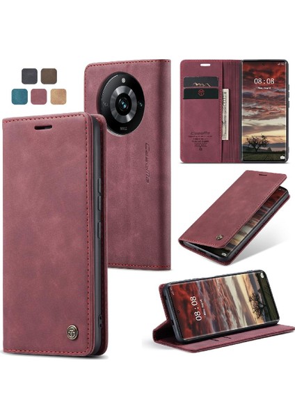 Realme 11 Pro 5g Için Flip Case Vintage Pu Deri Cüzdan Manyetik Kapatma (Yurt Dışından)