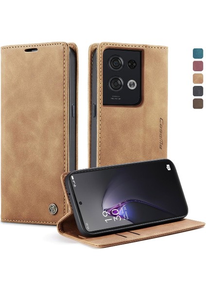 Oppo Oppo 8 Pro 5g Için Flip Case Kart Yuvası Kickstand Vintage Pu Flip (Yurt Dışından)