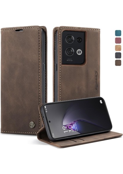 Oppo Oppo 8 Pro 5g Için Flip Case Kart Yuvası Kickstand Vintage Pu Flip (Yurt Dışından)