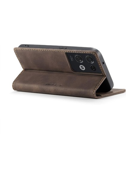 Oppo Oppo 8 Pro 5g Için Flip Case Kart Yuvası Kickstand Vintage Pu Flip (Yurt Dışından)