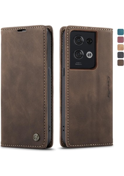 Oppo Oppo 8 Pro 5g Için Flip Case Kart Yuvası Kickstand Vintage Pu Flip (Yurt Dışından)