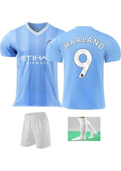 Haaland Manchester City 4 Lü Set Çocuk Forması Bileklik Hediye ASD790