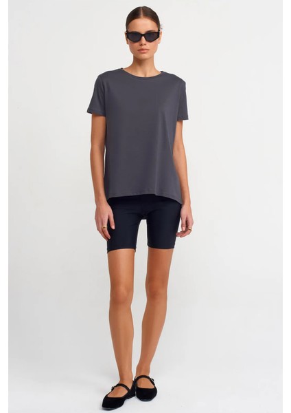 Kadın Bisiklet Yaka Basic T-Shirt - 3471 indirimleri