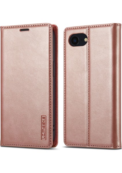 iPhone Se (2024) Için Lc.ımeeke Kılıf Çizilmeye Dayanıklı Mikrofiber Deri Manyetik Kapanan Telefon Kapağı - Pembe Altın (Yurt Dışından)