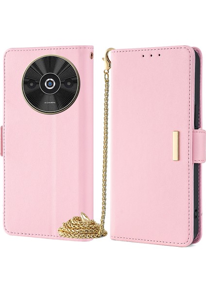 Xiaomi Redmi Için A3 / Poco C61 4g Deri Kılıf Rfıd Engelleme Cüzdan Telefon Kapağı, Çapraz Askılı - Pembe (Yurt Dışından)