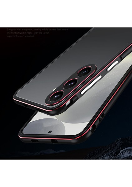 Samsung Galaxy S24+ Için Tampon Kılıf Metal Çerçeve Arka Tasarımsız Telefon Kabuğu, Kamera Lens Kapaklı - Siyah / Kırmızı (Yurt Dışından) indirimleri