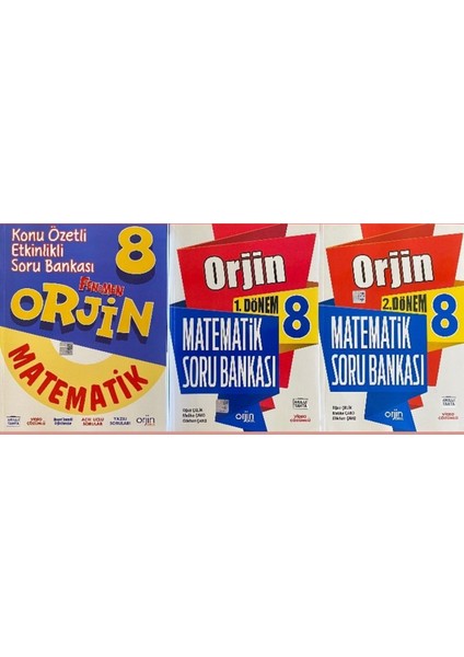 Orjin Yayınları 8. Sınıf Matematik Soru Bankası 3 Kitap
