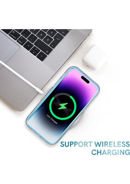 Ahastyle WE13 iPhone 14 Pro Max Için Kılıf Desen Imd Pc+Tpu Tam Koruma Kapağı Dahili Ekran Koruyucu - Turkuaz (Yurt Dışından) modelleri