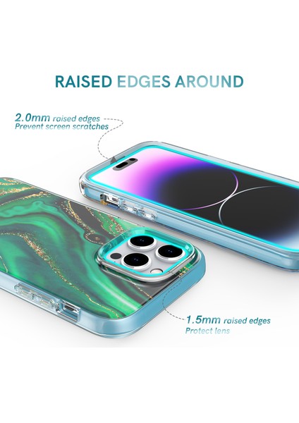 Ahastyle WE13 iPhone 14 Pro Max Için Kılıf Desen Imd Pc+Tpu Tam Koruma Kapağı Dahili Ekran Koruyucu - Turkuaz (Yurt Dışından) fırsatları