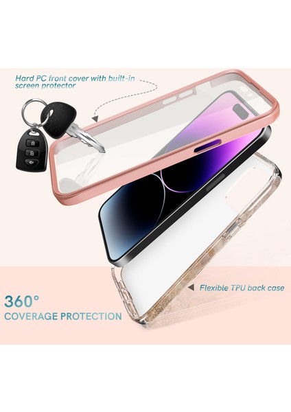 Ahastyle WE13 iPhone 14 Pro Max Için Kılıf Deseni Imd Pc+Tpu Tam Koruma Kapağı Dahili Ekran Koruyucu - Bordo (Yurt Dışından) fiyatları