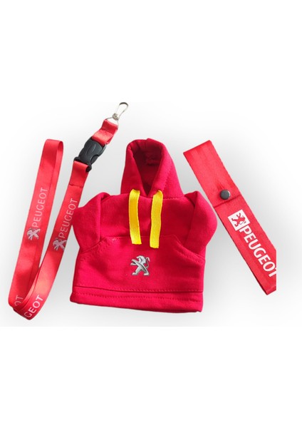 Vites Kılıfı Kapşonlu Sweatshirt /Ayna ipi/Tampon diliPeugeot Logolu Kırmızı Renk indirimleri