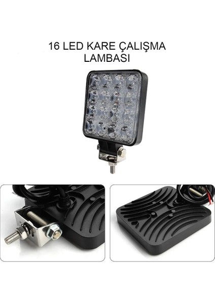 2 Adet 16 Ledli Off Road Sis Farı Çalışma Lambası 12 Volt