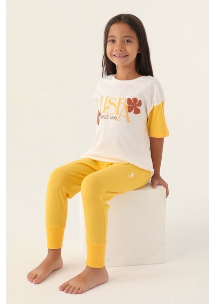 1809 Kız Çocuk Pijama Takım Krem V1