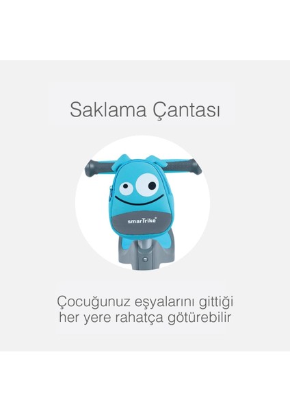 T1 3#Ü 1 Arada Oturaklı Ve Çantalı Çocuk Scooterı (15 Ay 5 Yaş)Blue