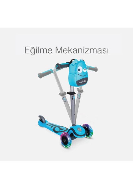 T1 3#Ü 1 Arada Oturaklı Ve Çantalı Çocuk Scooterı (15 Ay 5 Yaş)Blue