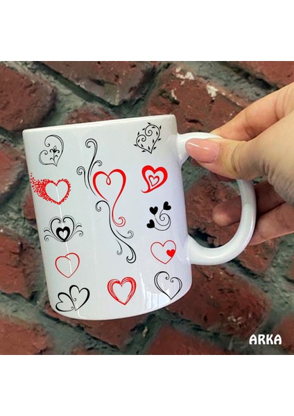 Size Özel Renkli Çok Kalpli Seramik Baskılı Kupa Bardaklar fiyatları