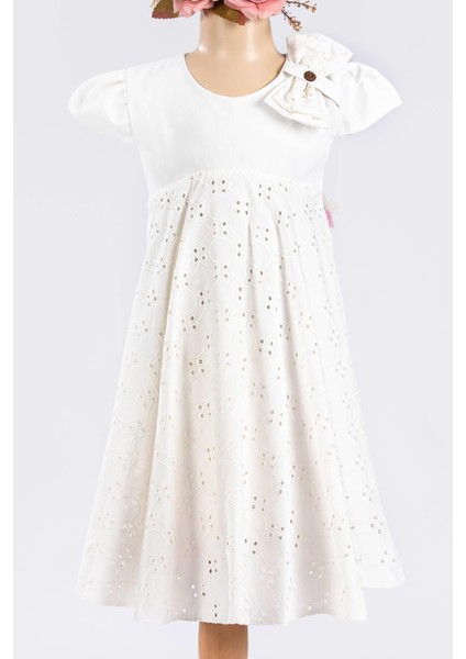 Fisto Kumaş Kısa Kollu Kız Çocuk Elbisesi