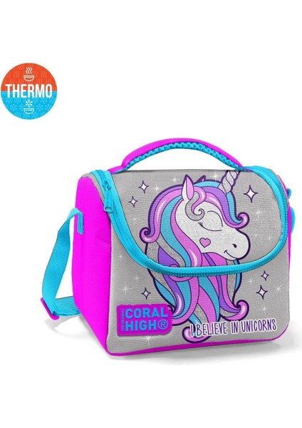 Coral High Kids Pembe Gümüş Unicorn Desenli Thermo Beslenme Çantası 22742