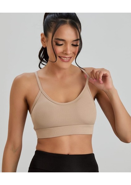 Aurafit Fitilli U Yaka Ip Askılı Basic Büstiyer/croptop - 9027