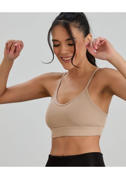 Aurafit Fitilli U Yaka Ip Askılı Basic Büstiyer/croptop - 9027